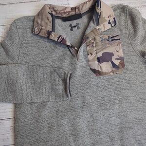 Under Armour Men's UA Specialist Henley 2.0 Long Sleeve Medium Fleece Gray Camo